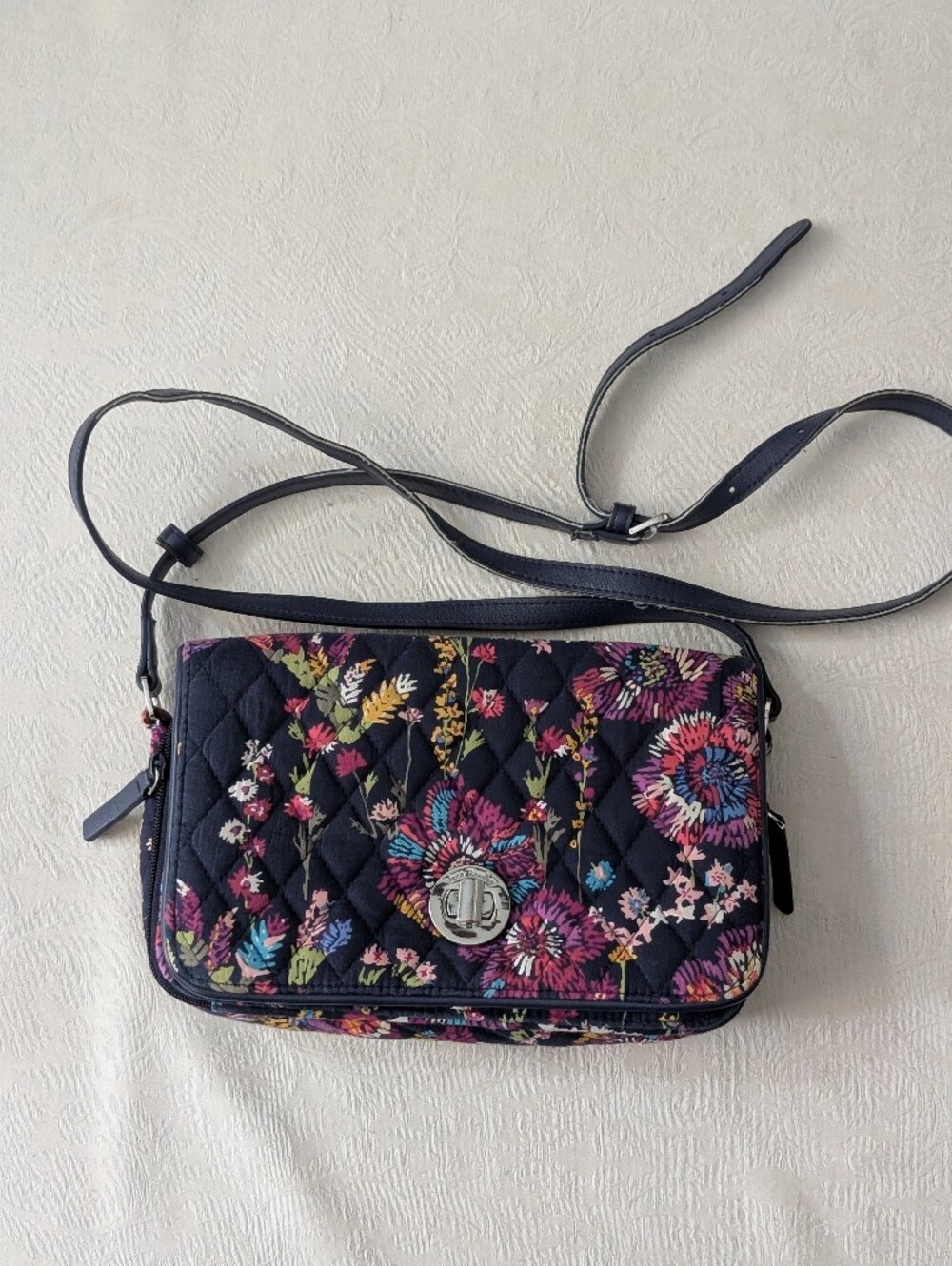 Quilted cotton crossbody bag, Vera Bradley, Floral Fiesta pattern